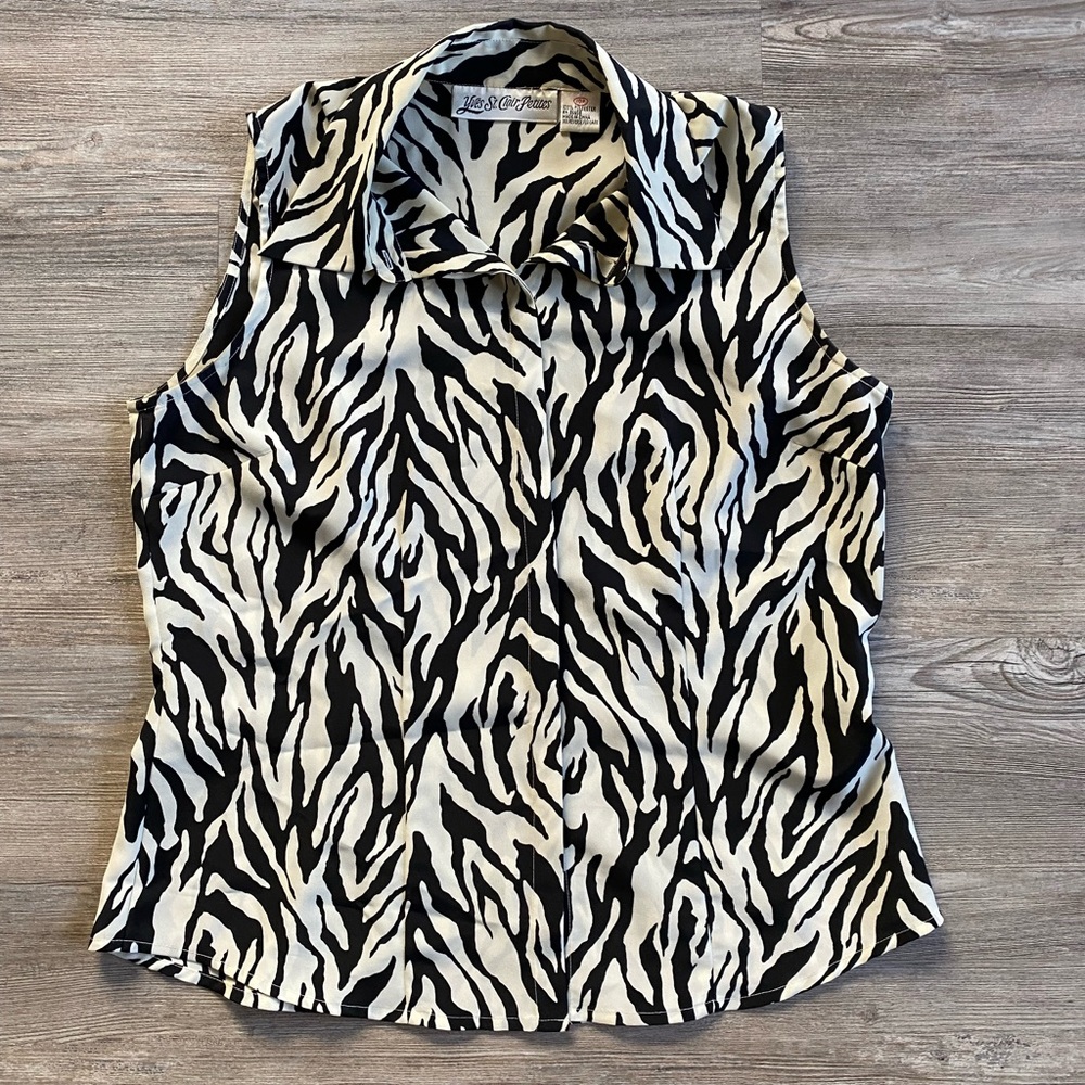 Vintage 90’s Yves St Clair zebra print sleeveless top